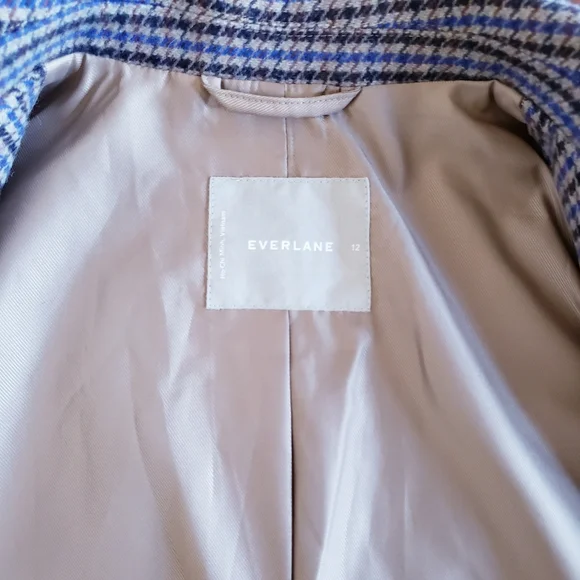 Everlane The ReWool '80s Blazer Houndstooth Plaid Oversized Classic Jacket Sz 12 - Picture 13 of 16